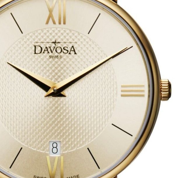 Pianos II Quartz PVD Champagne Guilloche Gold-Tone Executive Watch 16347835 Executive Davosa USA Official Distributor. Prices are Final. Tax & duties included.