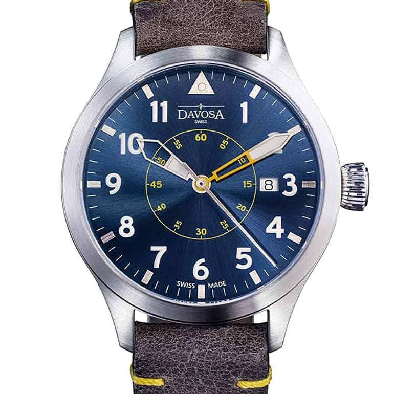 Neoteric Automatic Swiss-Made Blue Yellow Pilot Watch 16156546 Pilot Davosa USA Official Distributor. Prices are Final. Tax & duties included.