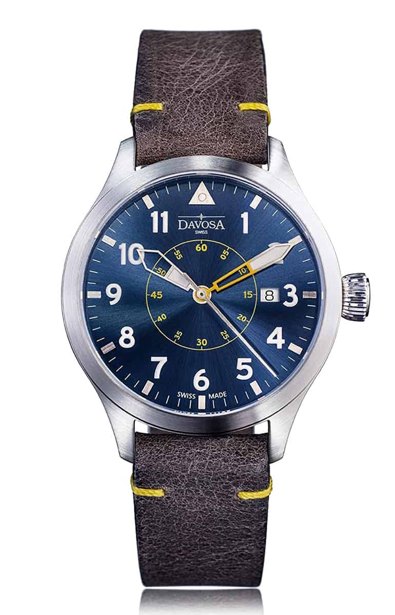 Neoteric Automatic Swiss-Made Blue Yellow Pilot Watch 16156546 Pilot Davosa USA Official Distributor. Prices are Final. Tax & duties included.