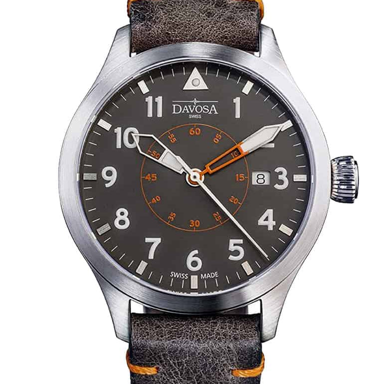 Neoteric Automatic Swiss-Made Brown Gray Pilot Watch 16156596 Pilot Davosa USA Official Distributor. Prices are Final. Tax & duties included.