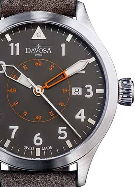 Neoteric Automatic Swiss-Made Brown Gray Pilot Watch 16156596 Pilot Davosa USA Official Distributor. Prices are Final. Tax & duties included.