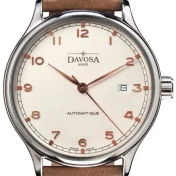 Classic Automatic Swiss-Made White Bronze Tone Executive Watch 16145665V Classic Davosa USA Official Distributor. Prices are Final. Tax & duties included. 40mm Off White-Bronze Leather