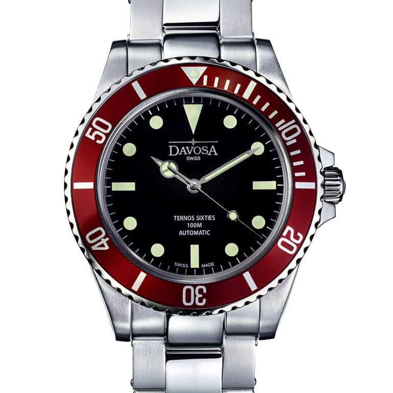 Ternos Sixties Automatic 100m Black Burgundy Diving Watch 16152560 Diver Davosa USA Official Distributor. Prices are Final. Tax & duties included.