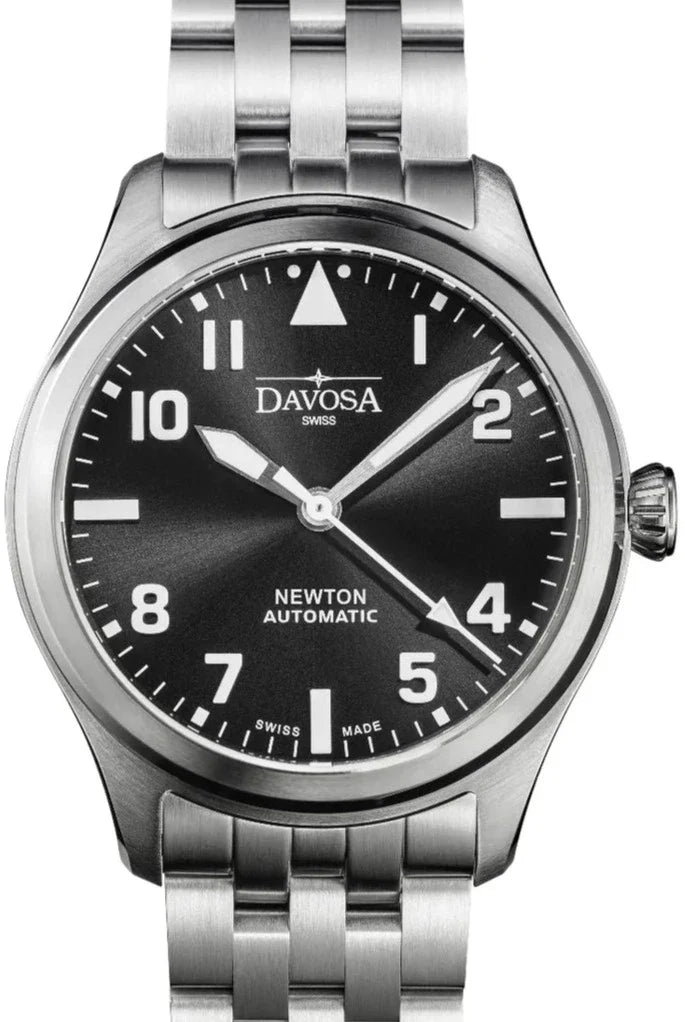 Newton Pilot Automatic 40mm Black Pilot Watch Pilot DAVOSA Swiss