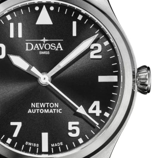 Newton Automatic 40mm Black Pilot Watch 16153050 Pilot Davosa USA Official Distributor. Prices are Final. Tax & duties included.