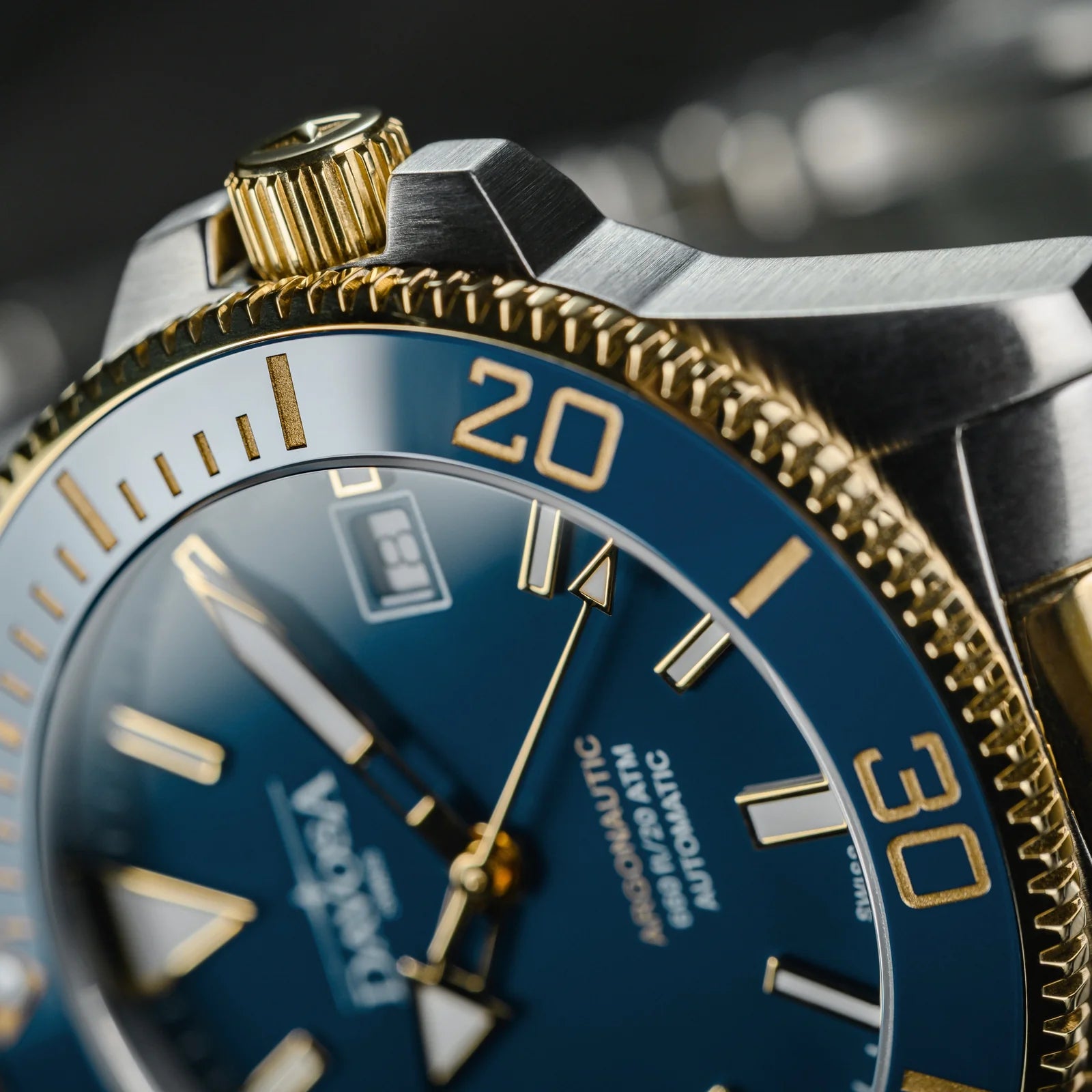 Argonautic 39 Automatic 200m Blue Gold Men's Diver Watch 16153340 Diver Davosa USA Official Distributor. Prices are Final. Tax & duties included.