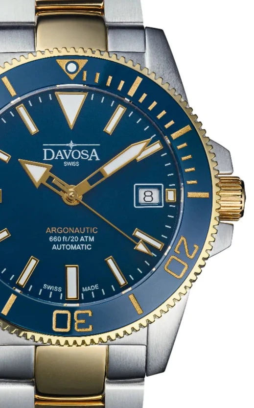 Argonautic 39 Automatic 200m Blue Gold Men's Diver Watch 16153340 Diver Davosa USA Official Distributor. Prices are Final. Tax & duties included.