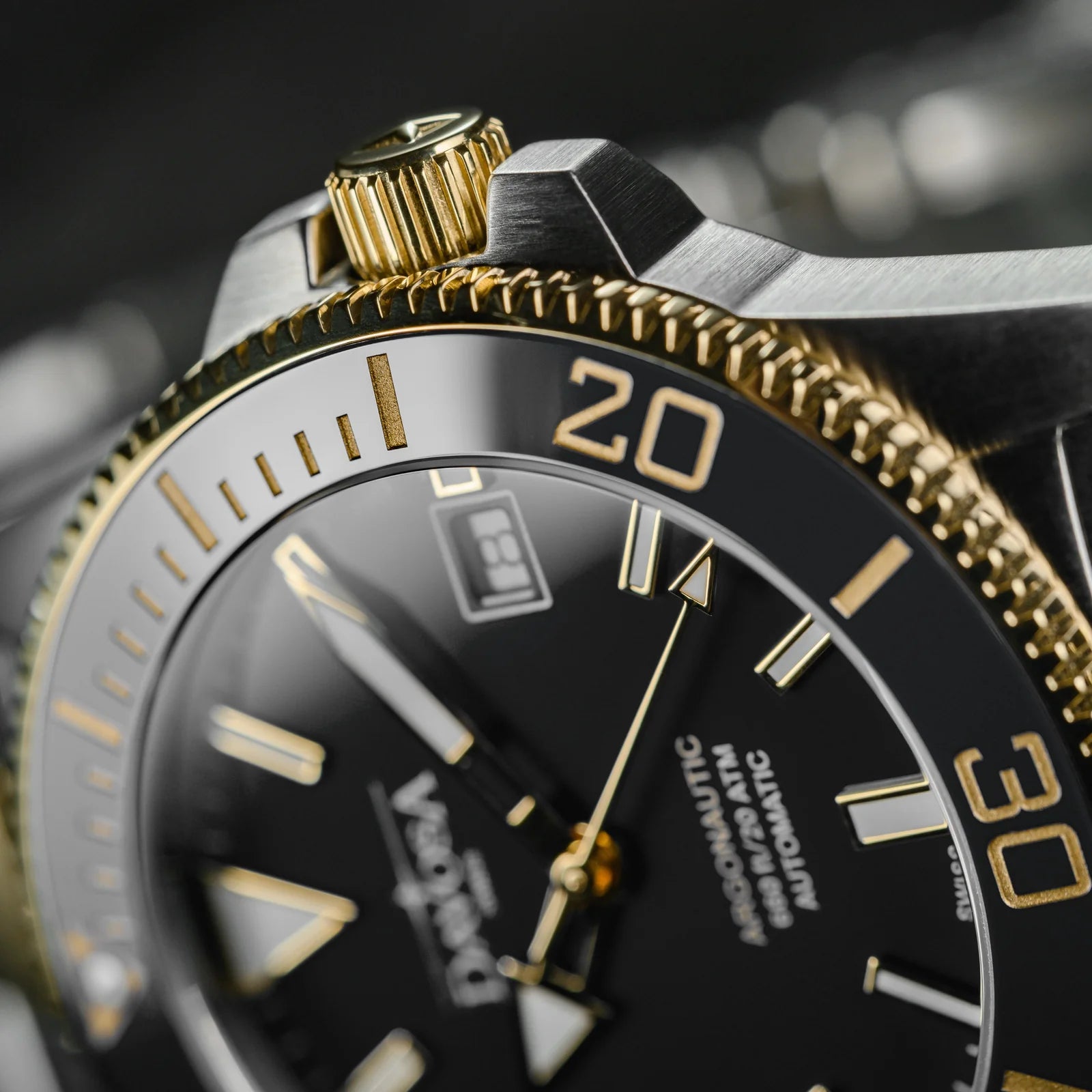 Argonautic 39 Automatic 200m Black Gold Men's Diver Watch 16153350 Diver Davosa USA Official Distributor. Prices are Final. Tax & duties included.