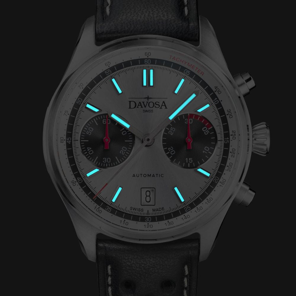 Newton Automatic Chronograph Silver Black Pilot Rally Watch 16153615 Limited Edition Pilot Davosa USA Official Distributor. Prices are Final. Tax & duties included.