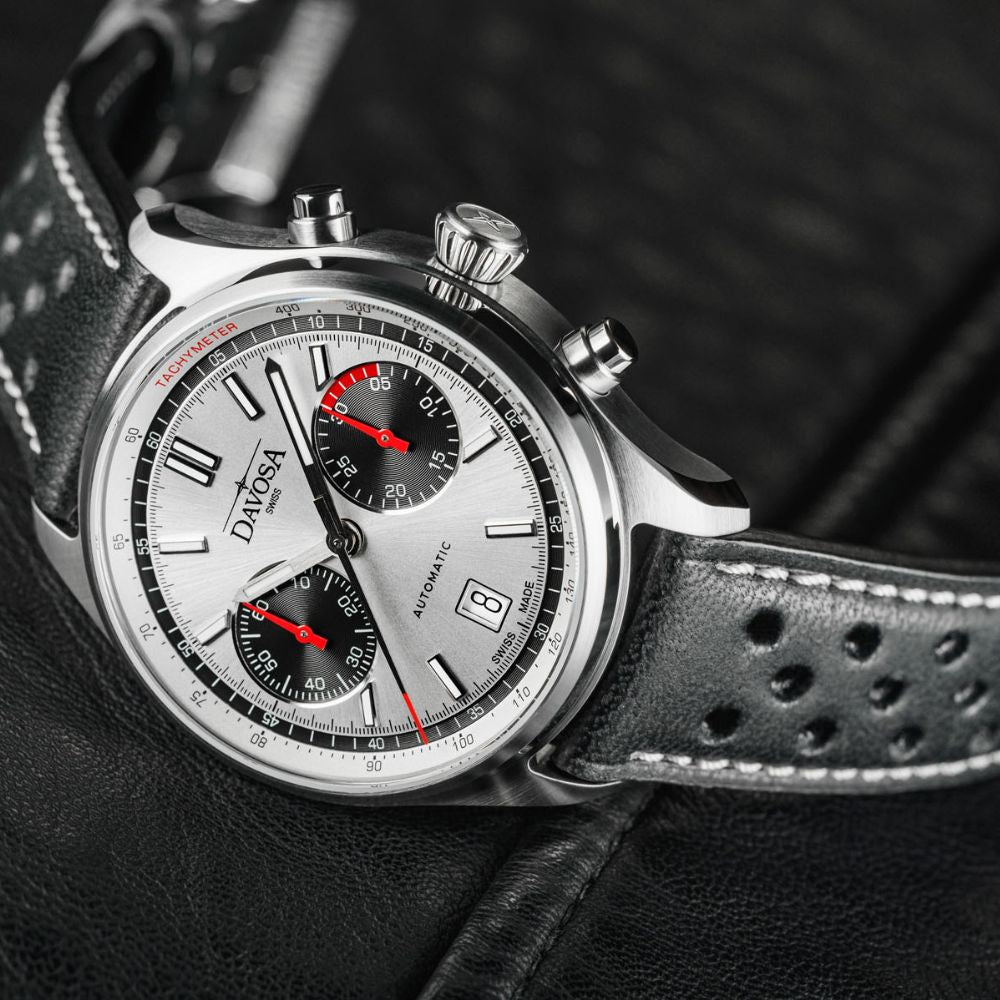 Newton Automatic Chronograph Silver Black Pilot Rally Watch 16153615 Limited Edition Pilot Davosa USA Official Distributor. Prices are Final. Tax & duties included.