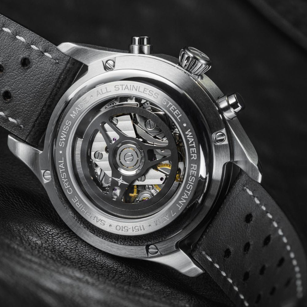 Newton Automatic Chronograph Silver Black Pilot Rally Watch 16153615 Limited Edition Pilot Davosa USA Official Distributor. Prices are Final. Tax & duties included.