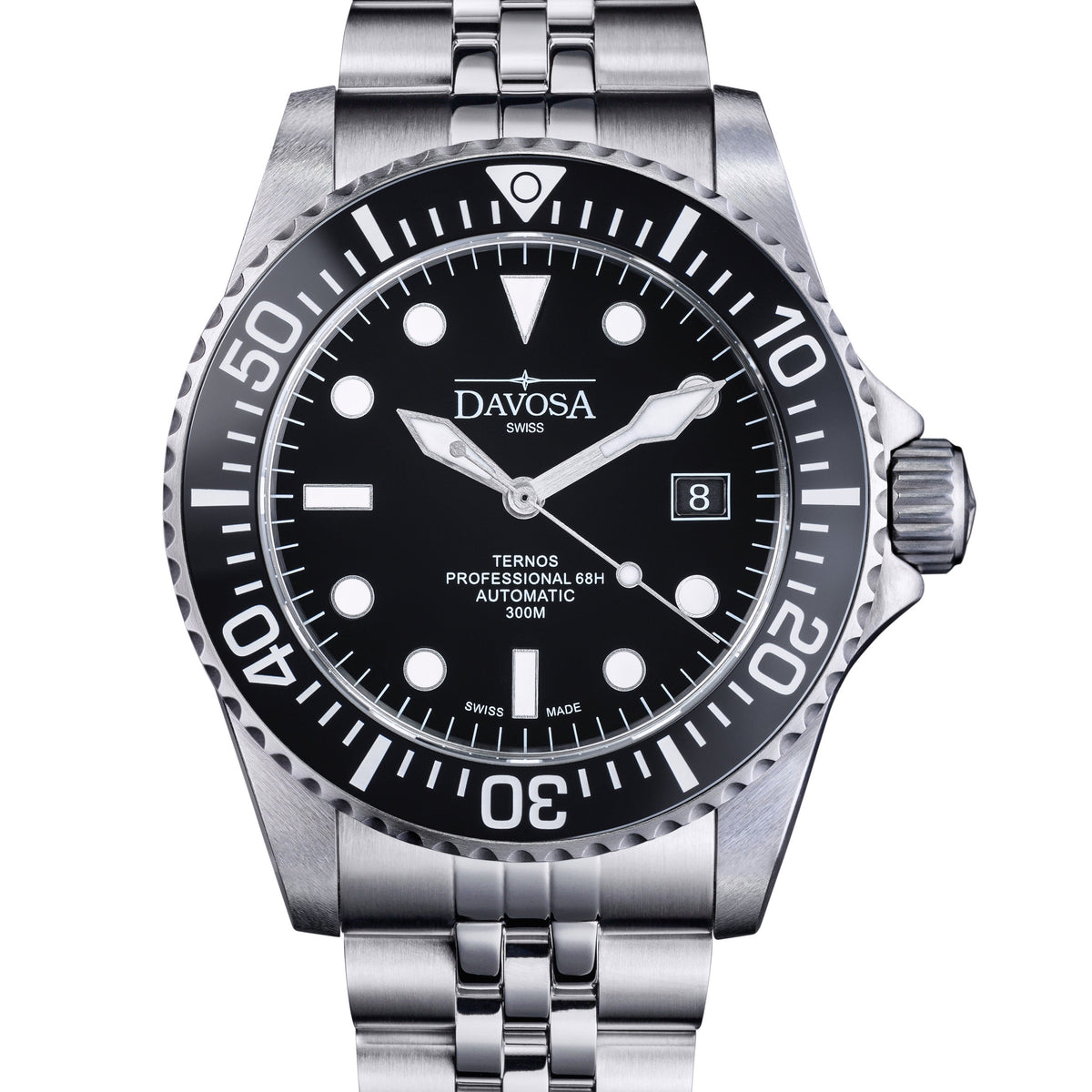 Ternos Professional 68h Automatic 300m Black Diving Watch Diver DAVOSA Swiss PentaLink