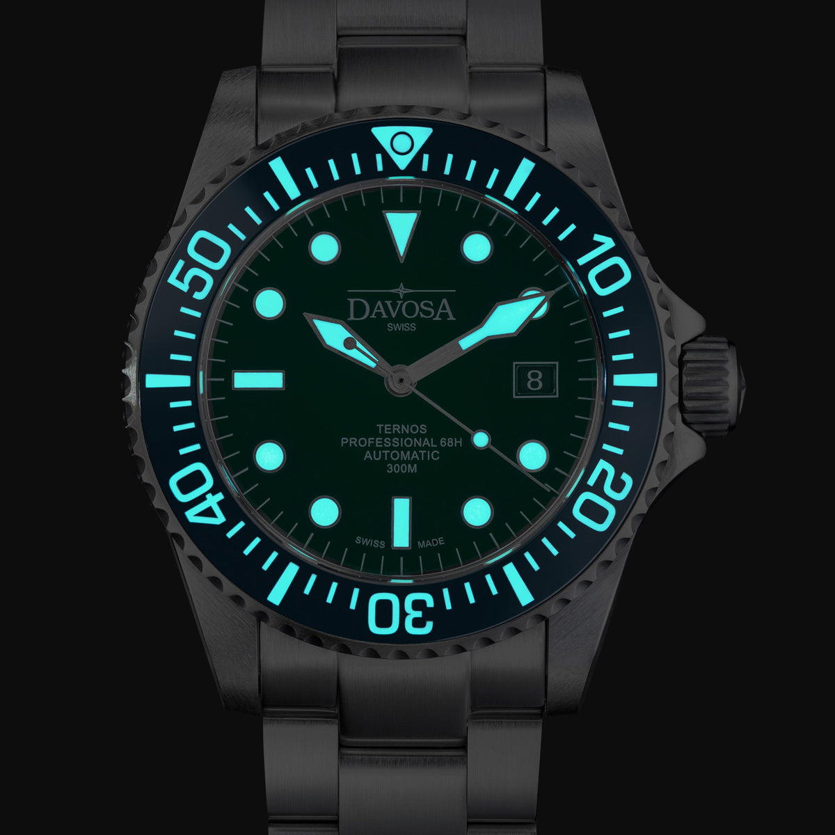 Ternos Professional 68h Automatic 300m Blue on Blue Face Diving Watch Diver DAVOSA Swiss