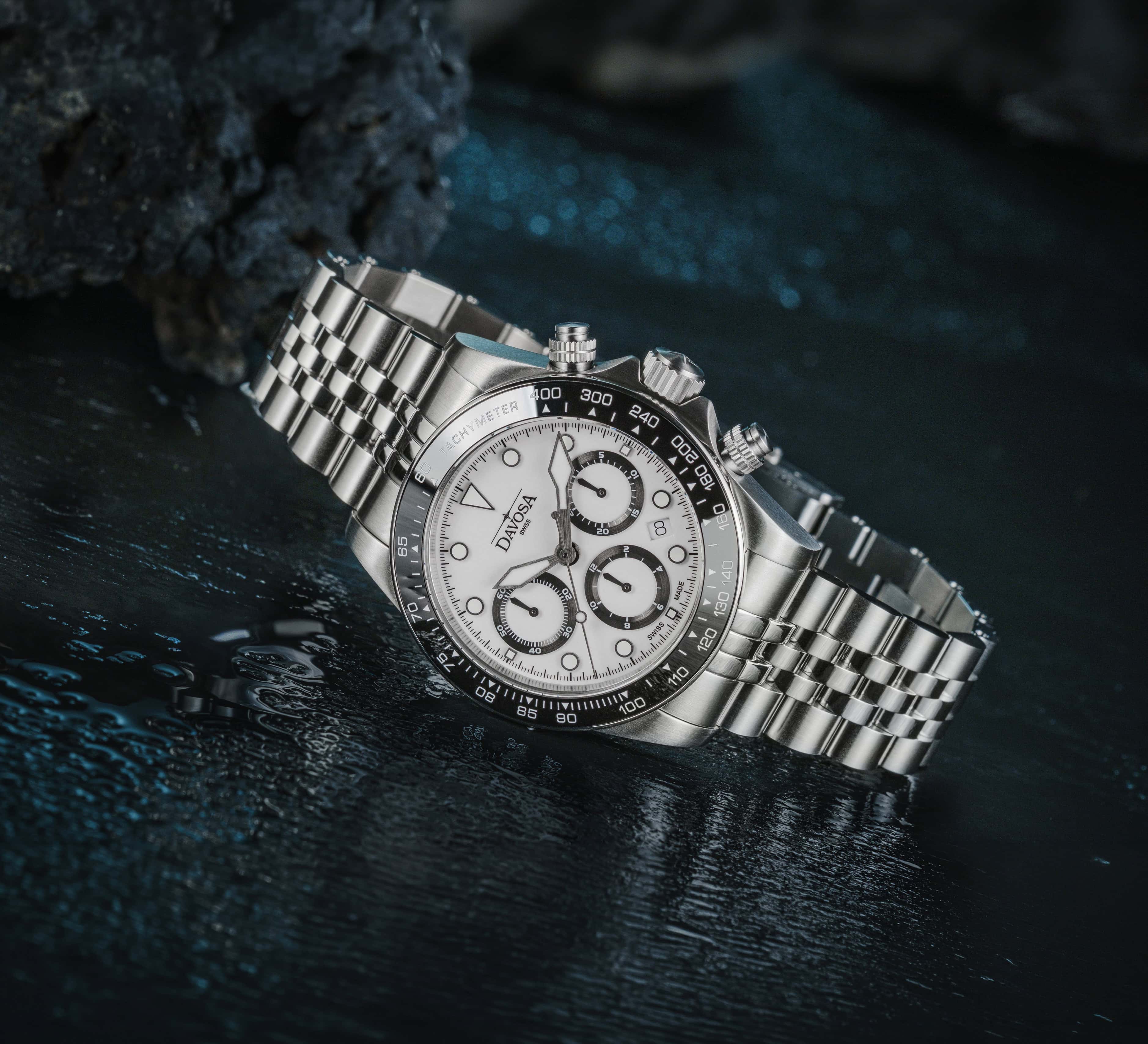 Ternos Professional Chronograph in White Dial with PentaLink Bracelet Ref. 161.543.02 Chronograph Davosa USA Official Distributor. Prices are Final. Tax & duties included.