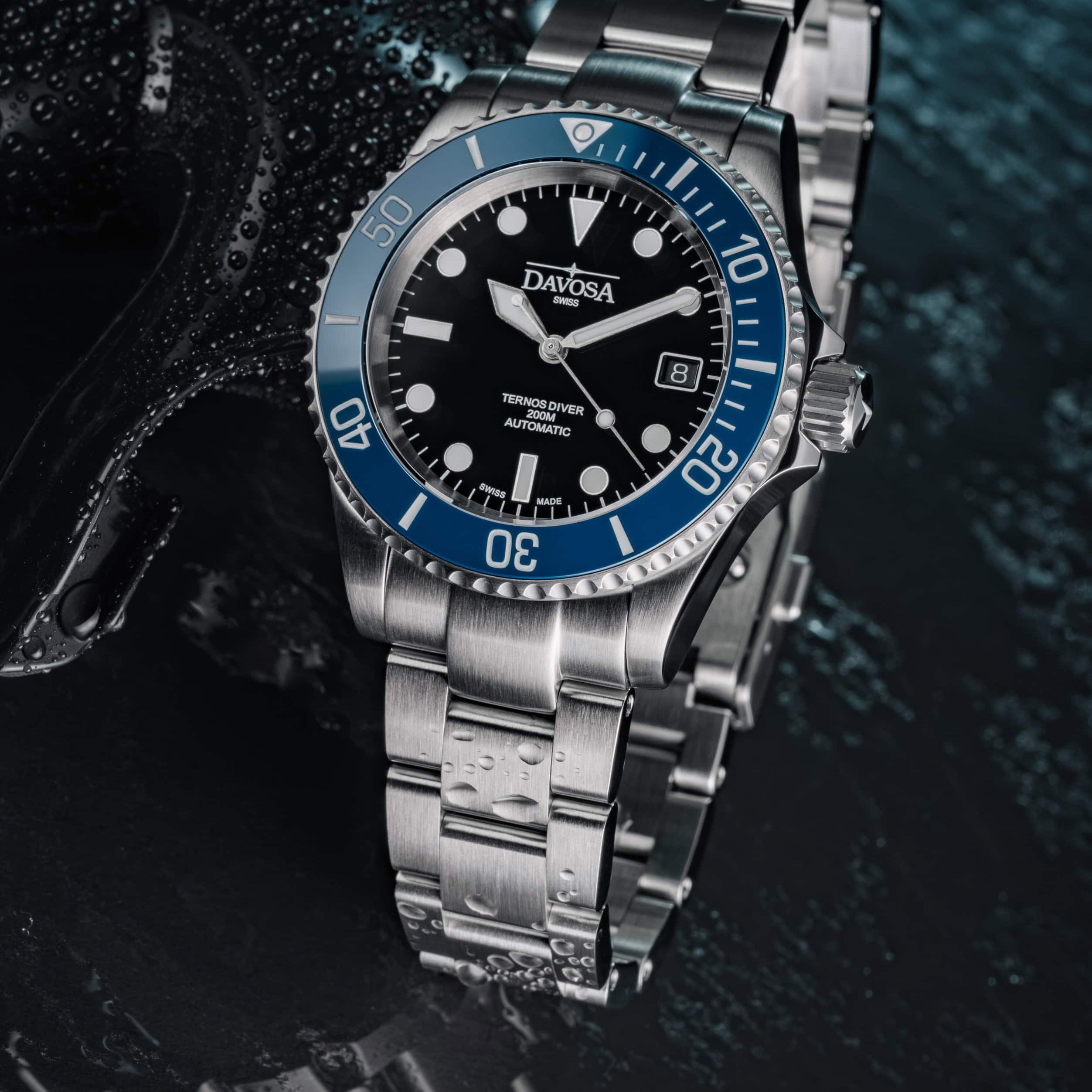 Ternos Diver Automatic 200m Swiss-Made Blue Unisex Diver Watch 161.550.40 No Loupe Diver Davosa USA Official Distributor. Prices are Final. Tax & duties included.