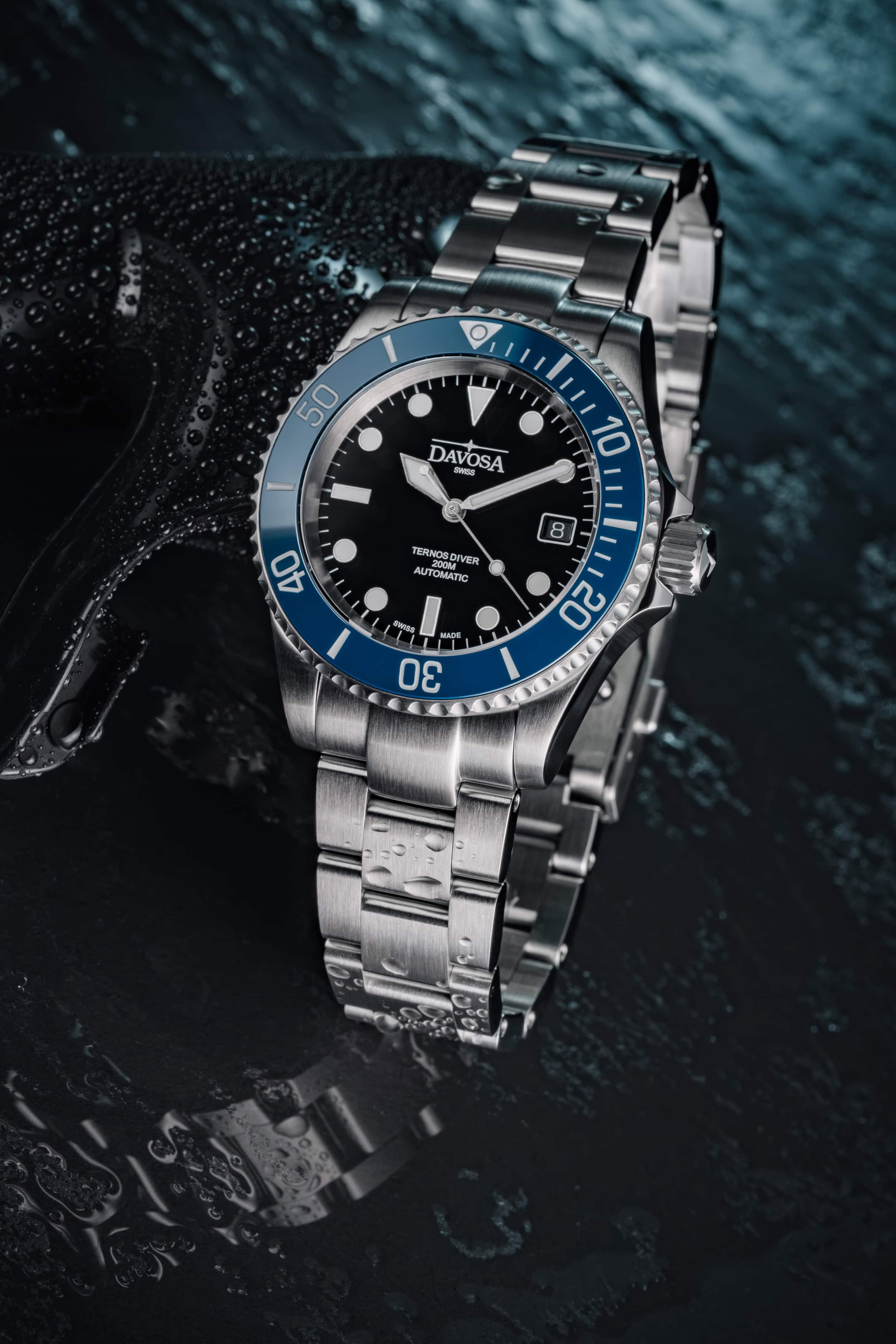 Ternos Diver Automatic 200m Swiss-Made Blue Unisex Diver Watch 161.550.40 No Loupe Diver Davosa USA Official Distributor. Prices are Final. Tax & duties included.