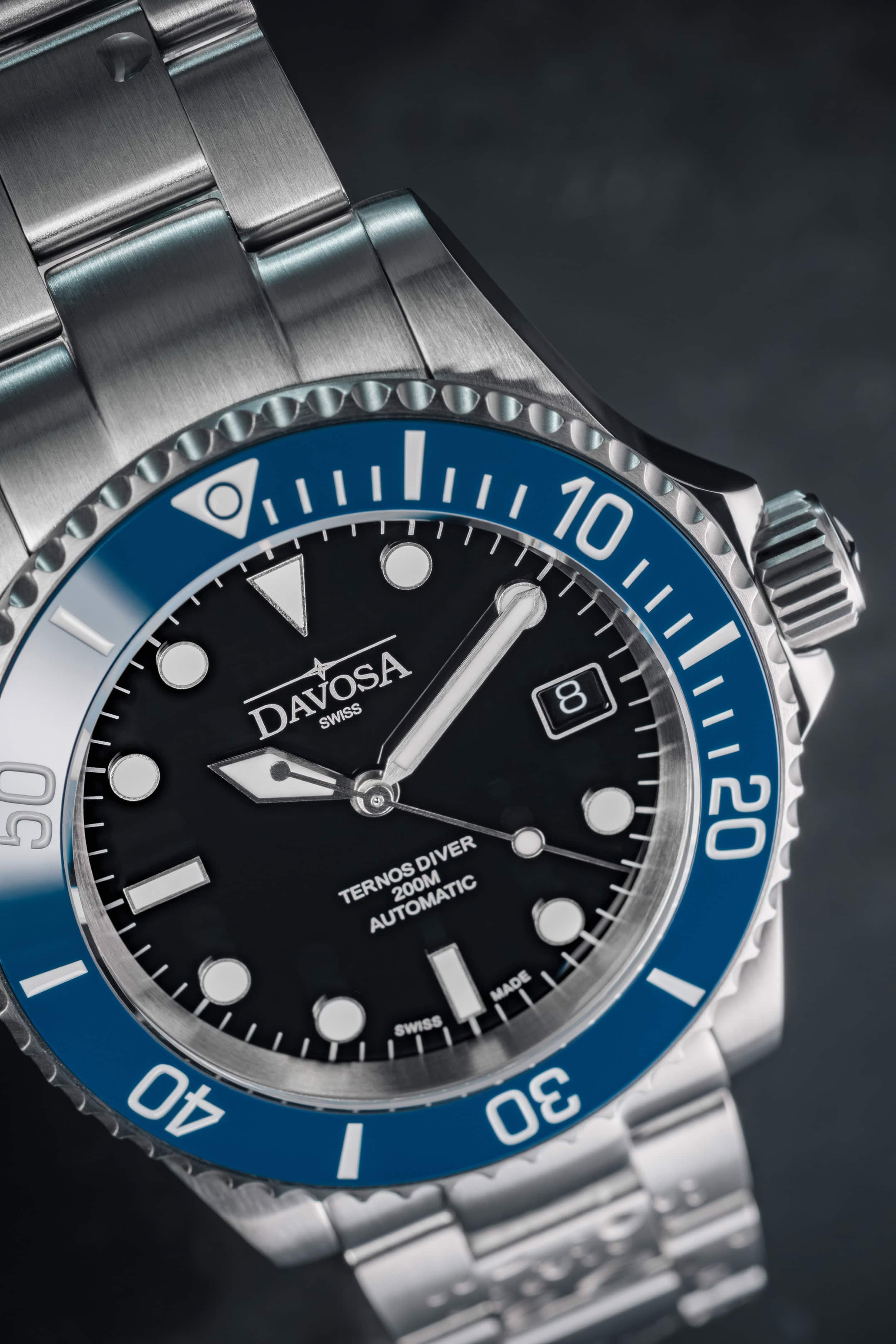 Ternos Diver Automatic 200m Swiss-Made Blue Unisex Diver Watch 161.550.40 No Loupe Diver Davosa USA Official Distributor. Prices are Final. Tax & duties included.