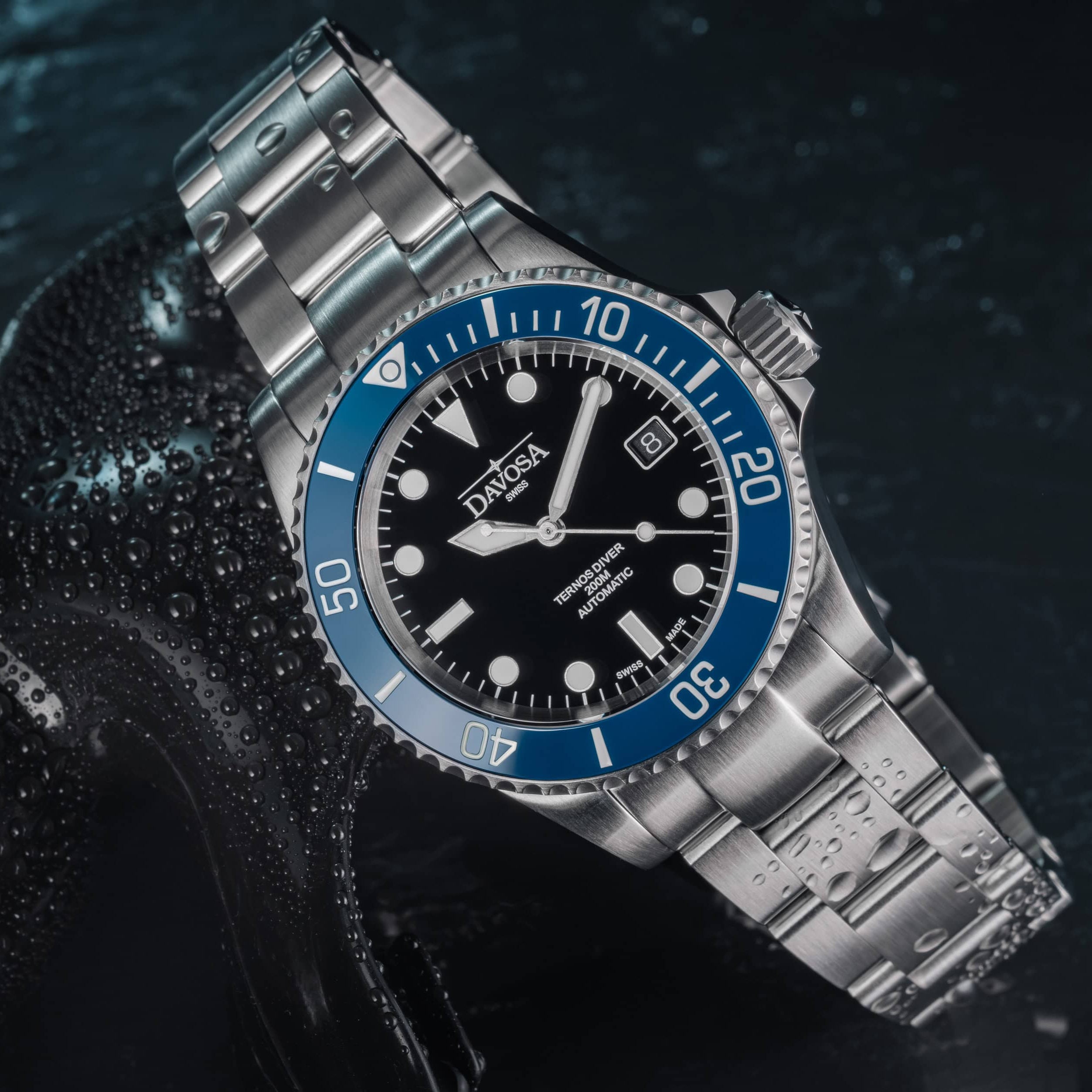 Ternos Diver Automatic 200m Swiss-Made Blue Unisex Diver Watch 161.550.40 No Loupe Diver Davosa USA Official Distributor. Prices are Final. Tax & duties included.