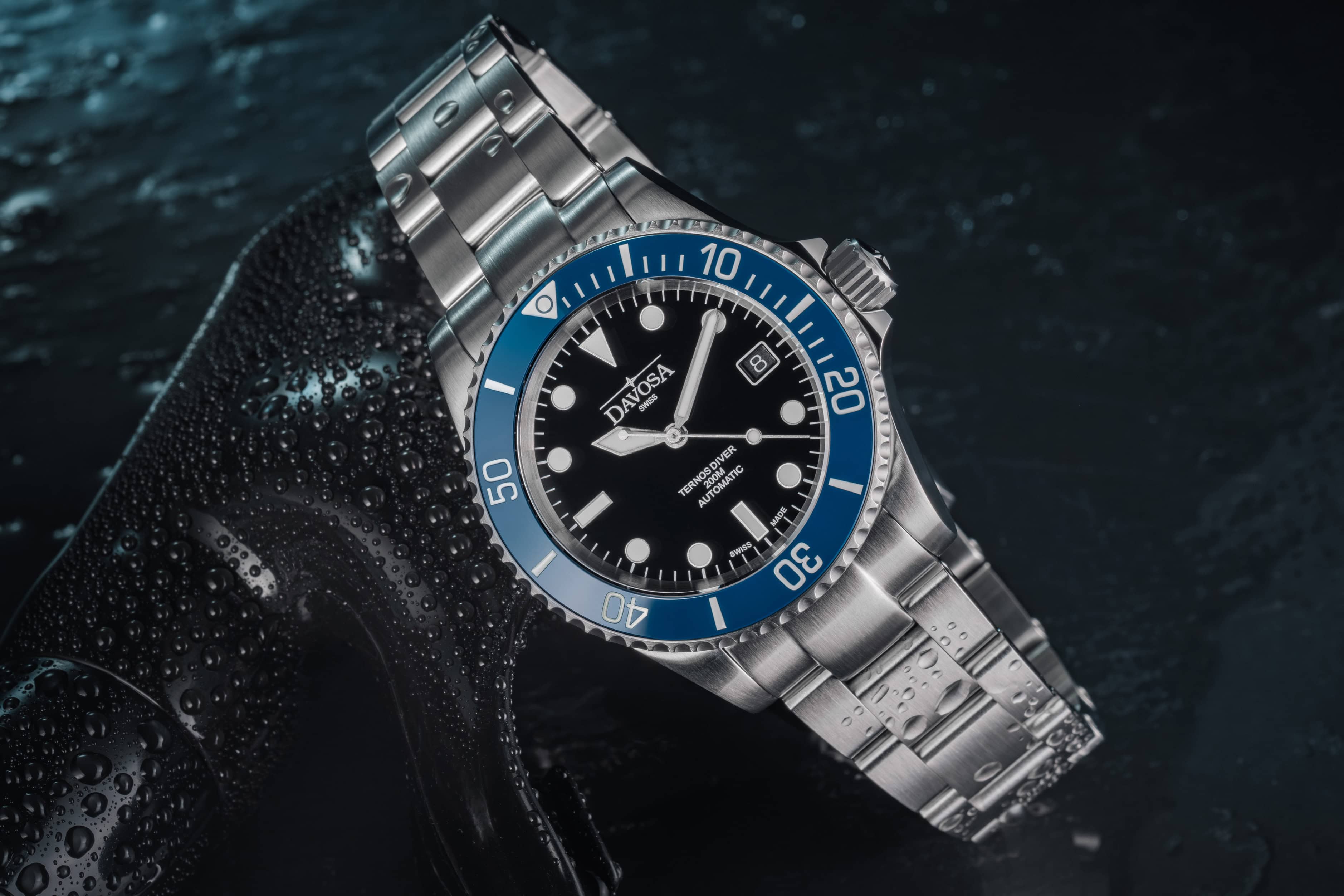 Ternos Diver Automatic 200m Swiss-Made Blue Unisex Diver Watch 161.550.40 No Loupe Diver Davosa USA Official Distributor. Prices are Final. Tax & duties included.