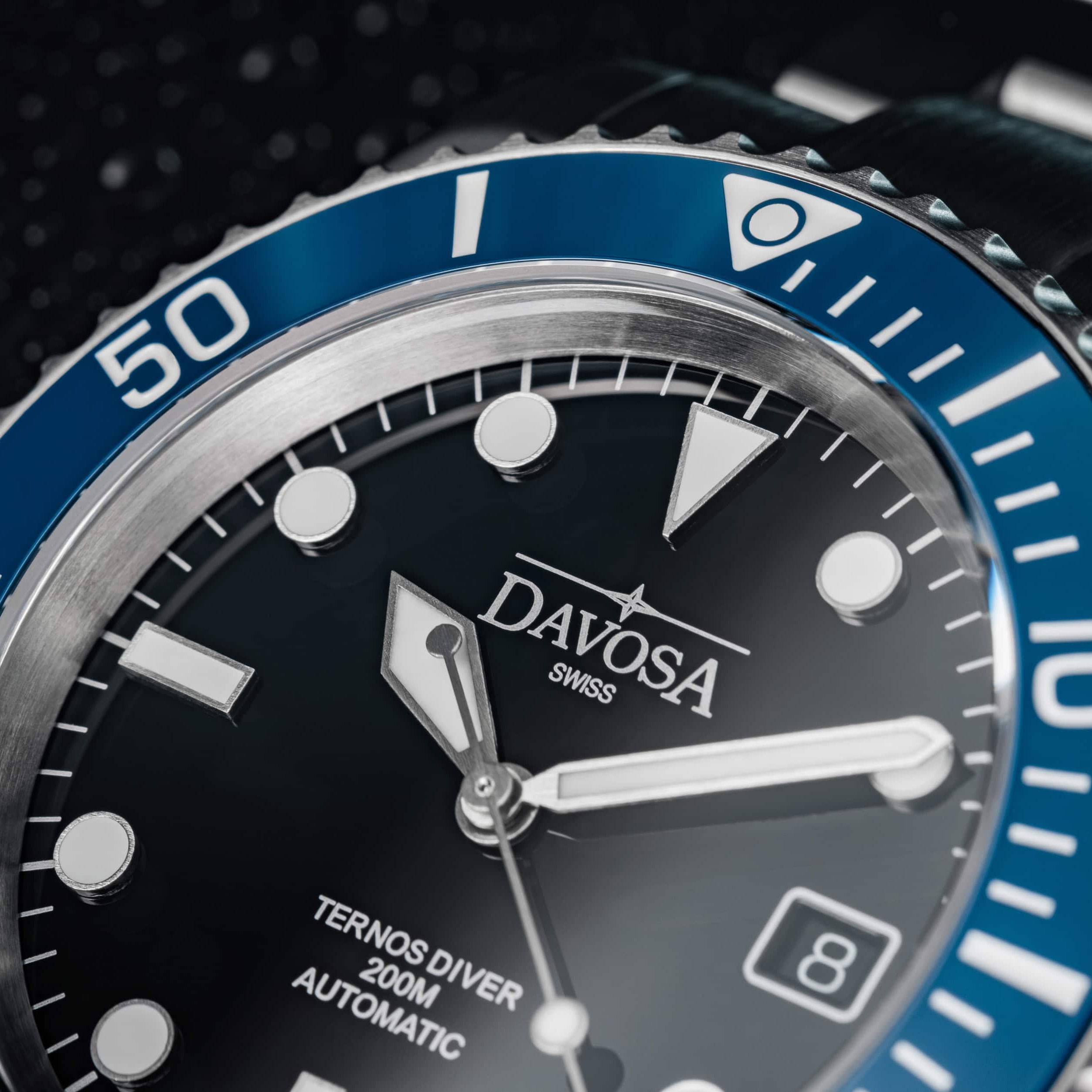 Ternos Diver Automatic 200m Swiss-Made Blue Unisex Diver Watch 161.550.40 No Loupe Diver Davosa USA Official Distributor. Prices are Final. Tax & duties included.