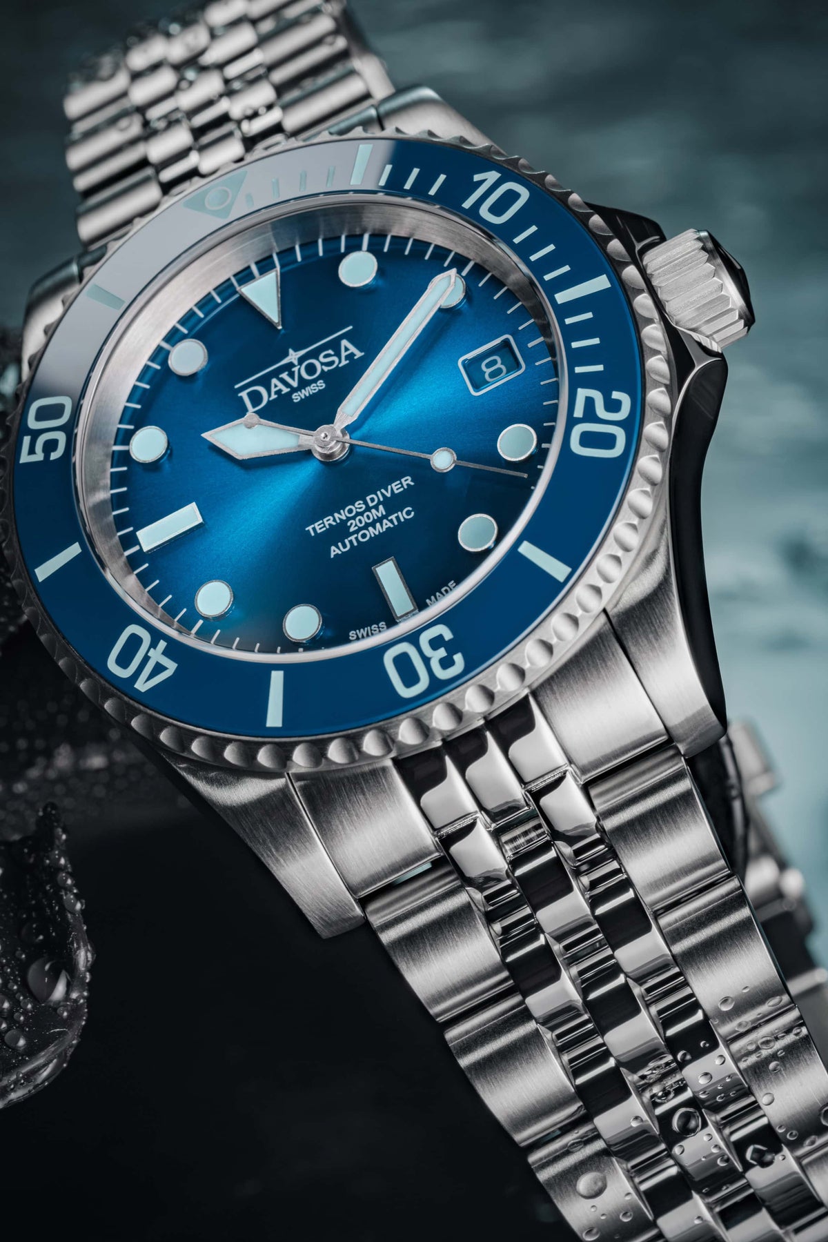 Ternos Diver "Blue Lagoon" Special Edition Automatic 40mm - Only 200 Pieces Worldwide - 161.554.04 with Pentalink Watches DAVOSA Swiss