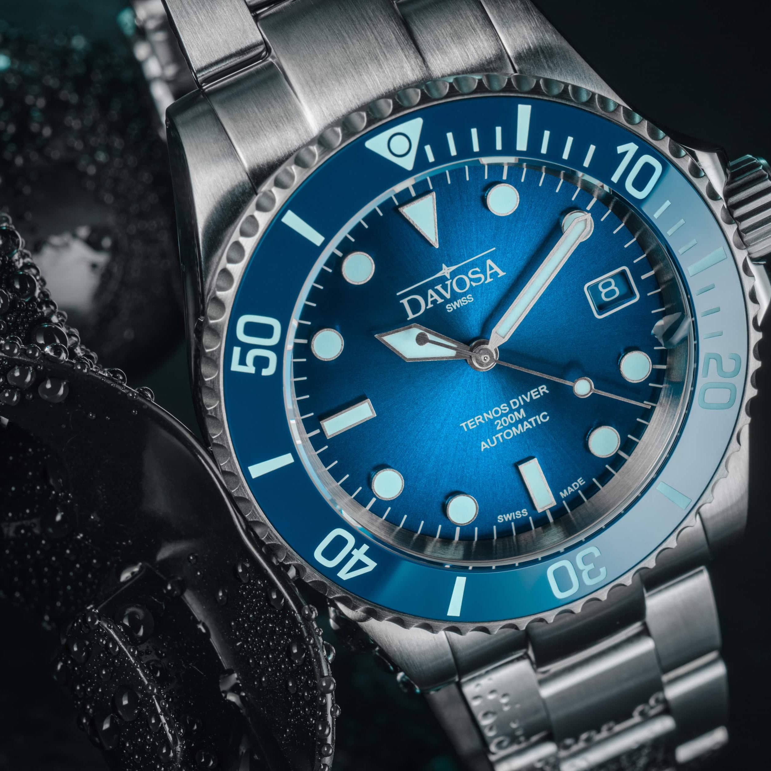 Ternos Diver "Blue Lagoon" Special Edition Automatic 40mm - Only 200 Pieces Worldwide - 161.554.40 with Trialink Watches Davosa USA Official Distributor. Prices are Final. Tax & duties included.