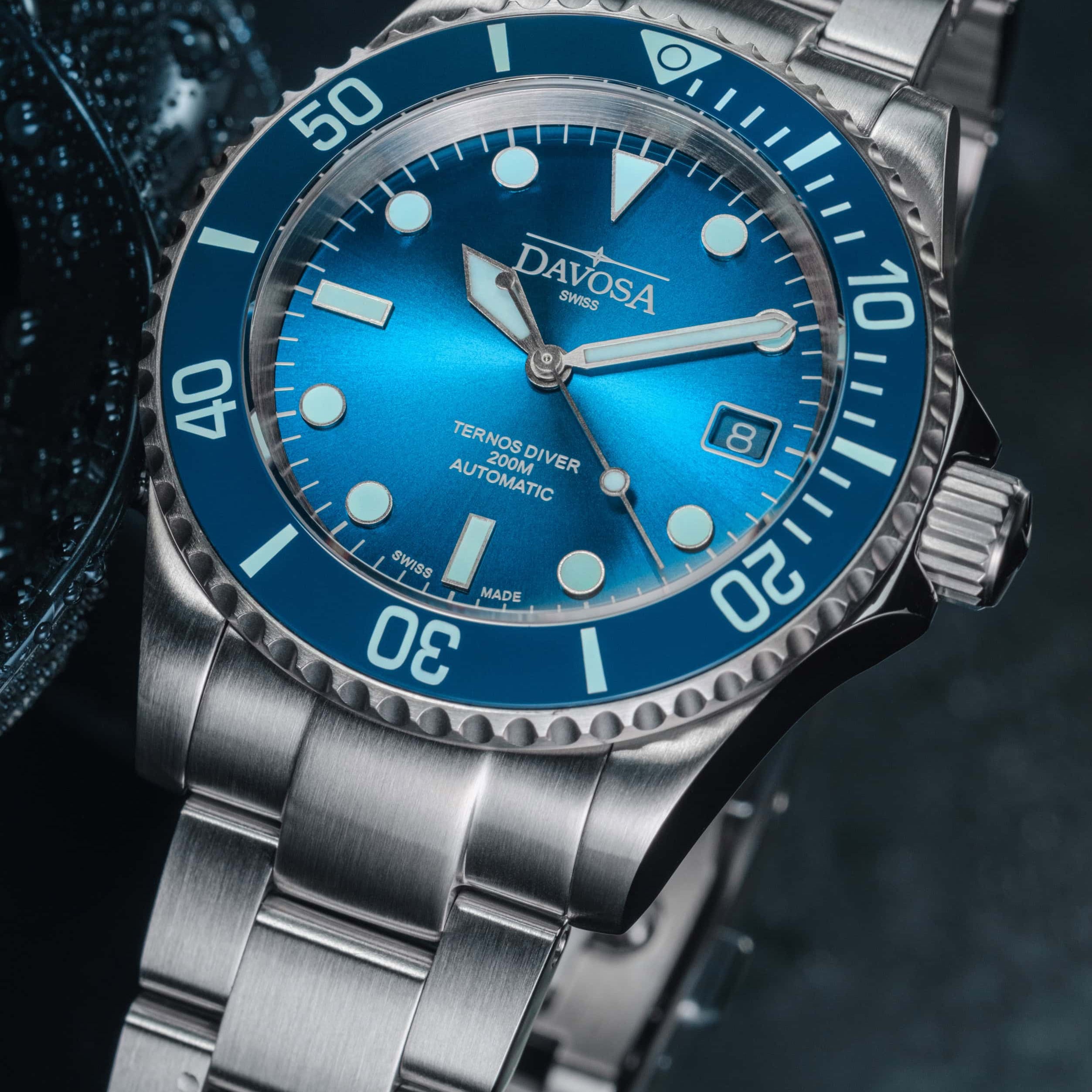 Ternos Diver "Blue Lagoon" Special Edition Automatic 40mm - Only 200 Pieces Worldwide - 161.554.40 with Trialink Watches Davosa USA Official Distributor. Prices are Final. Tax & duties included.