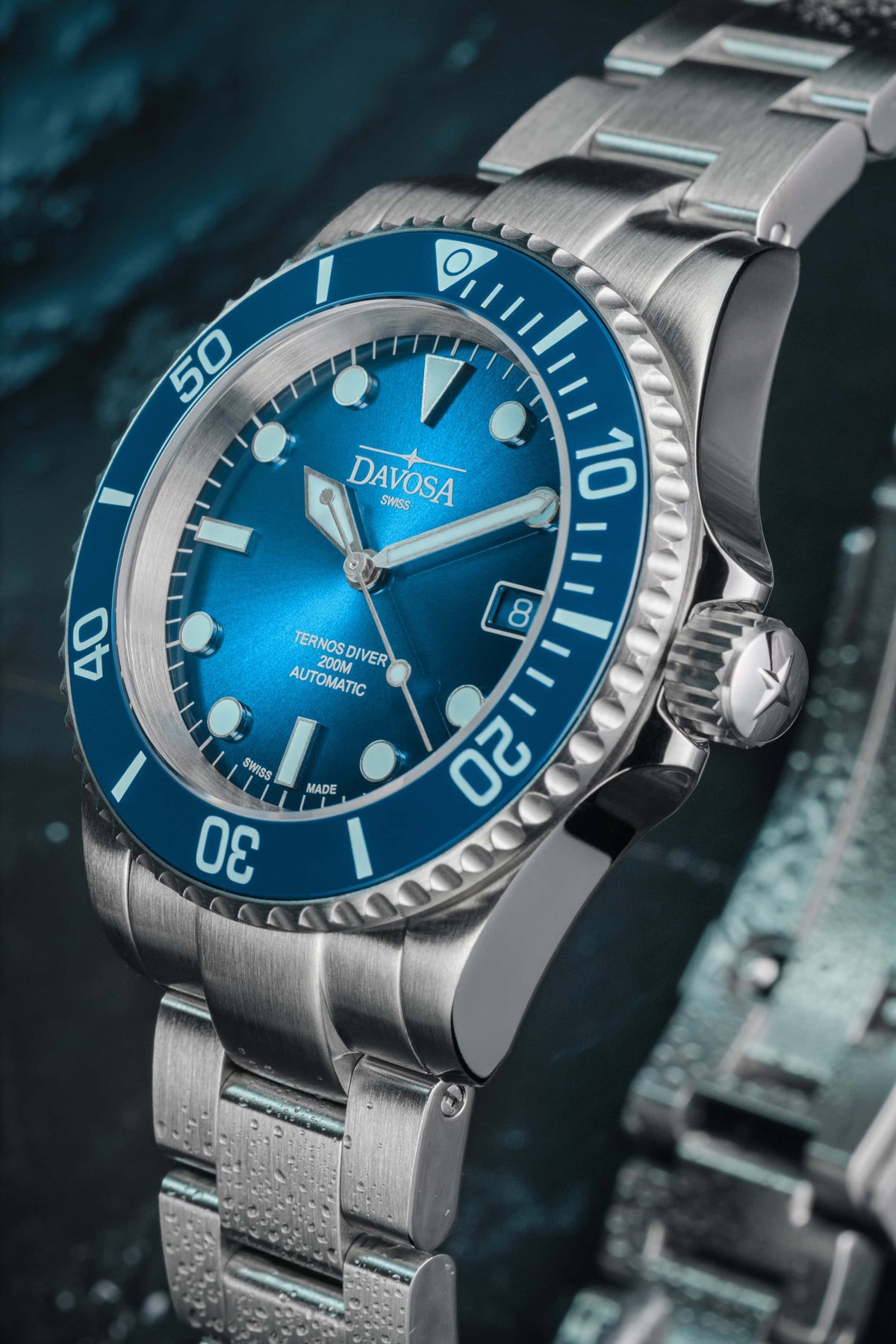 Ternos Diver "Blue Lagoon" Special Edition Automatic 40mm - Only 200 Pieces Worldwide - 161.554.40 with Trialink Watches DAVOSA Swiss