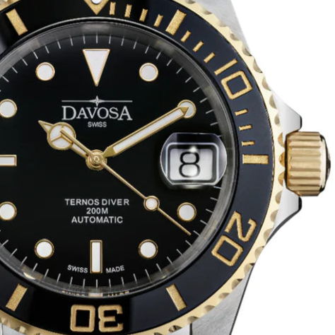 Ternos Ceramic Automatic Swiss-Made PVD Gold Diver Watch 16155503 Diver Davosa USA Official Distributor. Prices are Final. Tax & duties included.