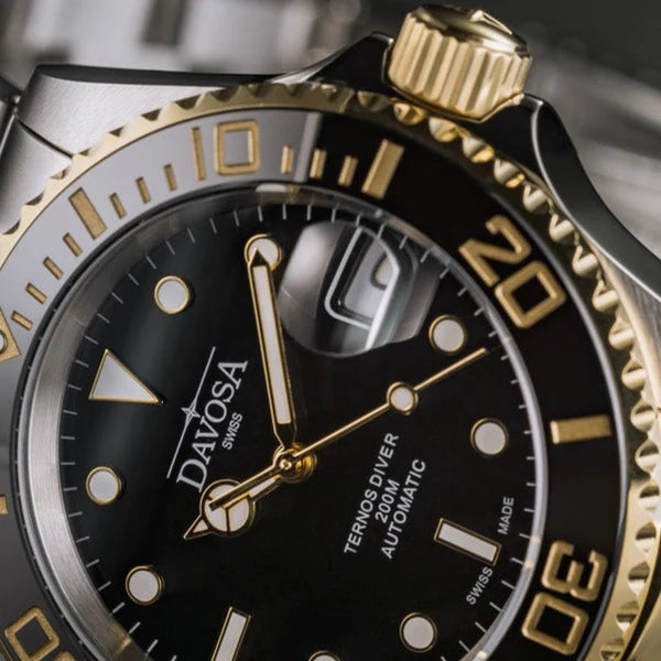 Ternos Ceramic Automatic Swiss-Made PVD Gold Diver Watch 16155503 Diver Davosa USA Official Distributor. Prices are Final. Tax & duties included.