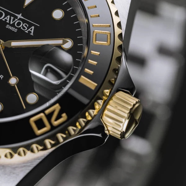 Ternos Ceramic Automatic Swiss-Made PVD Gold Diver Watch 16155503 Diver Davosa USA Official Distributor. Prices are Final. Tax & duties included.