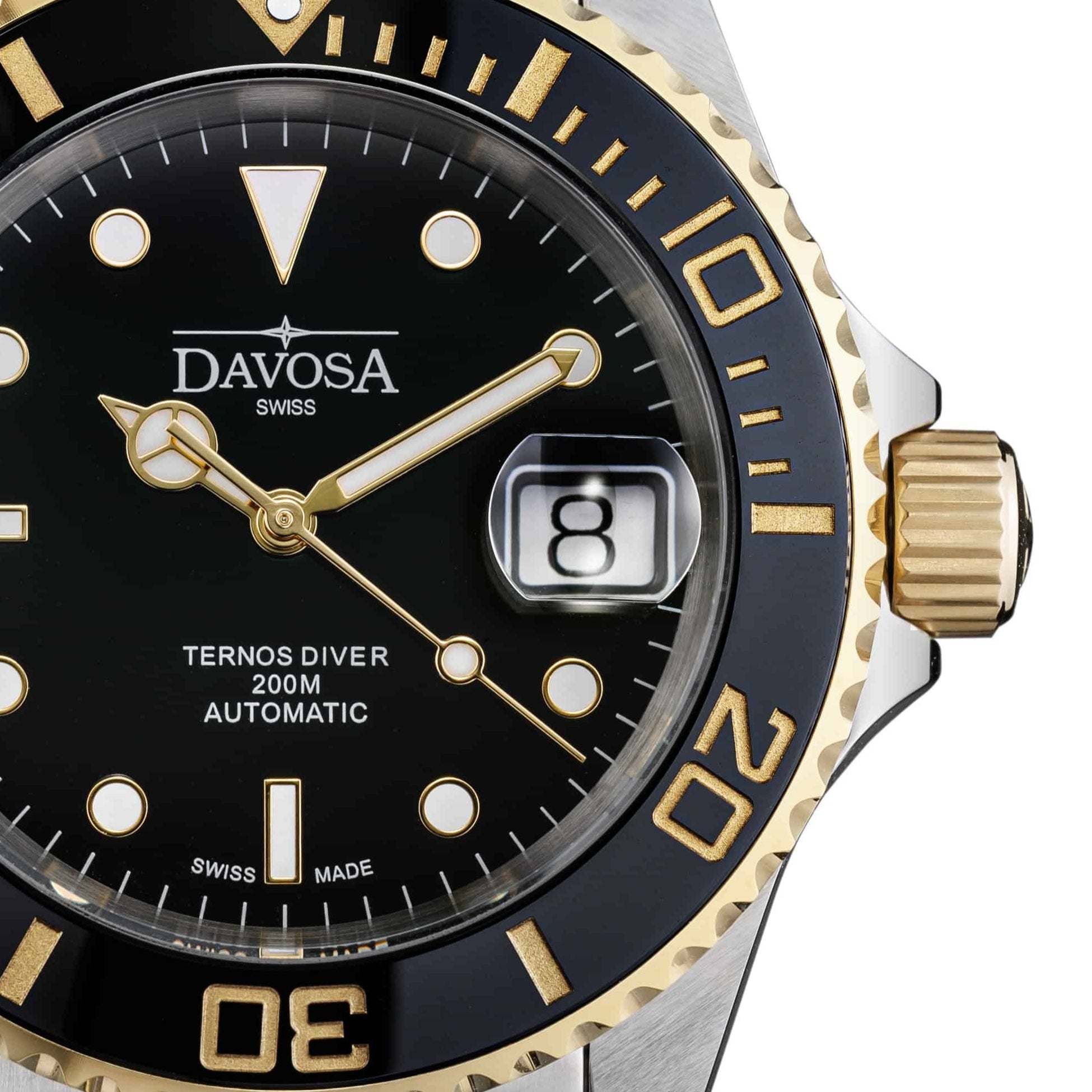 Ternos Ceramic Automatic Swiss-Made Black Gold Diving Watch 16155530 Diver Davosa USA Official Distributor. Prices are Final. Tax & duties included.