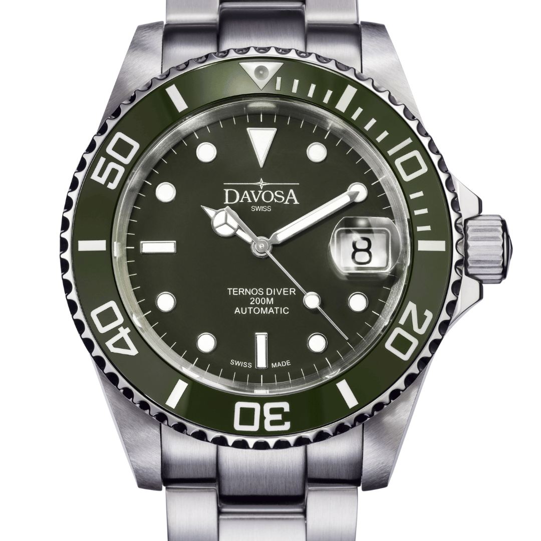 Ternos Ceramic Automatic 200m Green Diving Watch 16155570 Diver Davosa USA Official Distributor. Prices are Final. Tax & duties included.