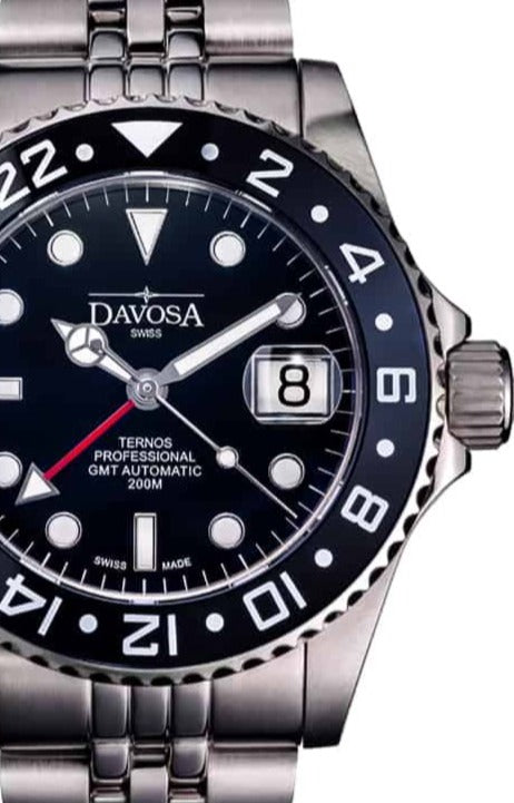 Ternos Professional Automatic 200m GMT Black Diving Watch 16157105 GMT Davosa USA Official Distributor. Prices are Final. Tax & duties included.