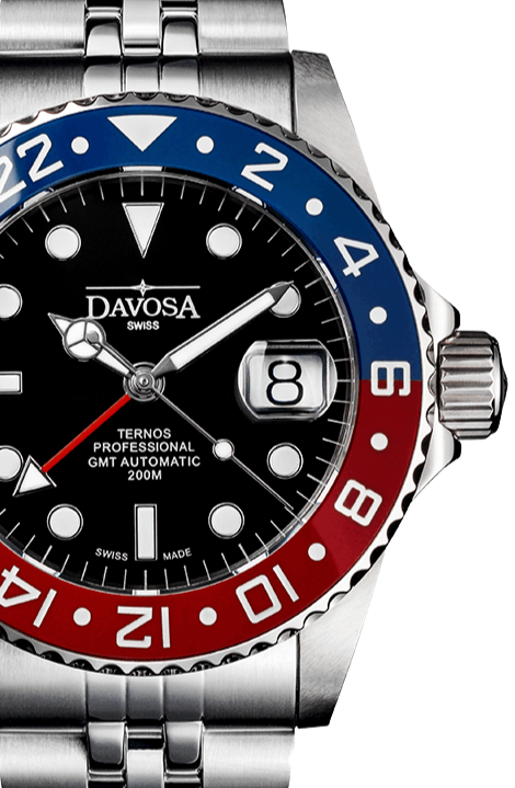 Ternos Professional Automatic 200m GMT Red Blue Diving Watch 16157106 GMT Davosa USA Official Distributor. Prices are Final. Tax & duties included.