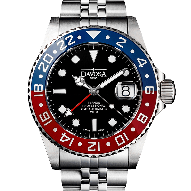 Ternos Professional Automatic 200m GMT Red Blue Diving Watch 16157106 GMT Davosa USA Official Distributor. Prices are Final. Tax & duties included.