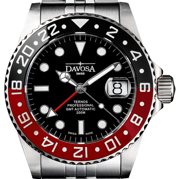 Ternos Professional GMT Black-Red Ref. 161.571.09 PentaLink Bracelet DAVOSA Swiss