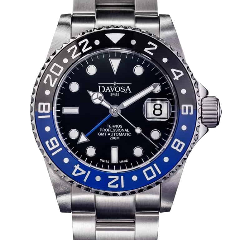 Ternos Professional Automatic 200m GMT Black Blue Diving Watch 16157145 GMT Davosa USA Official Distributor. Prices are Final. Tax & duties included.