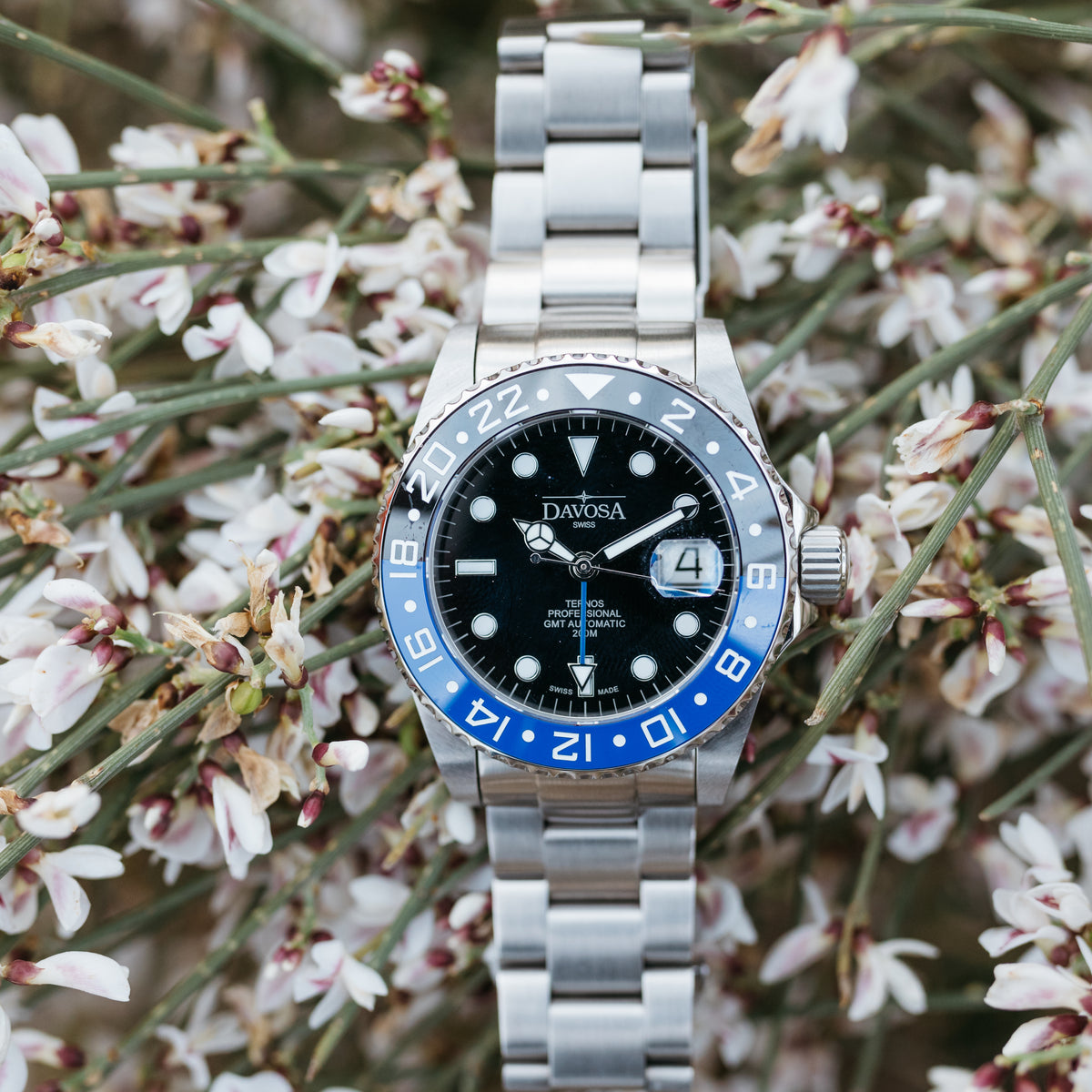 Ternos Professional Automatic 200m GMT Black Blue Diving Watch 16157145 GMT DAVOSA Swiss