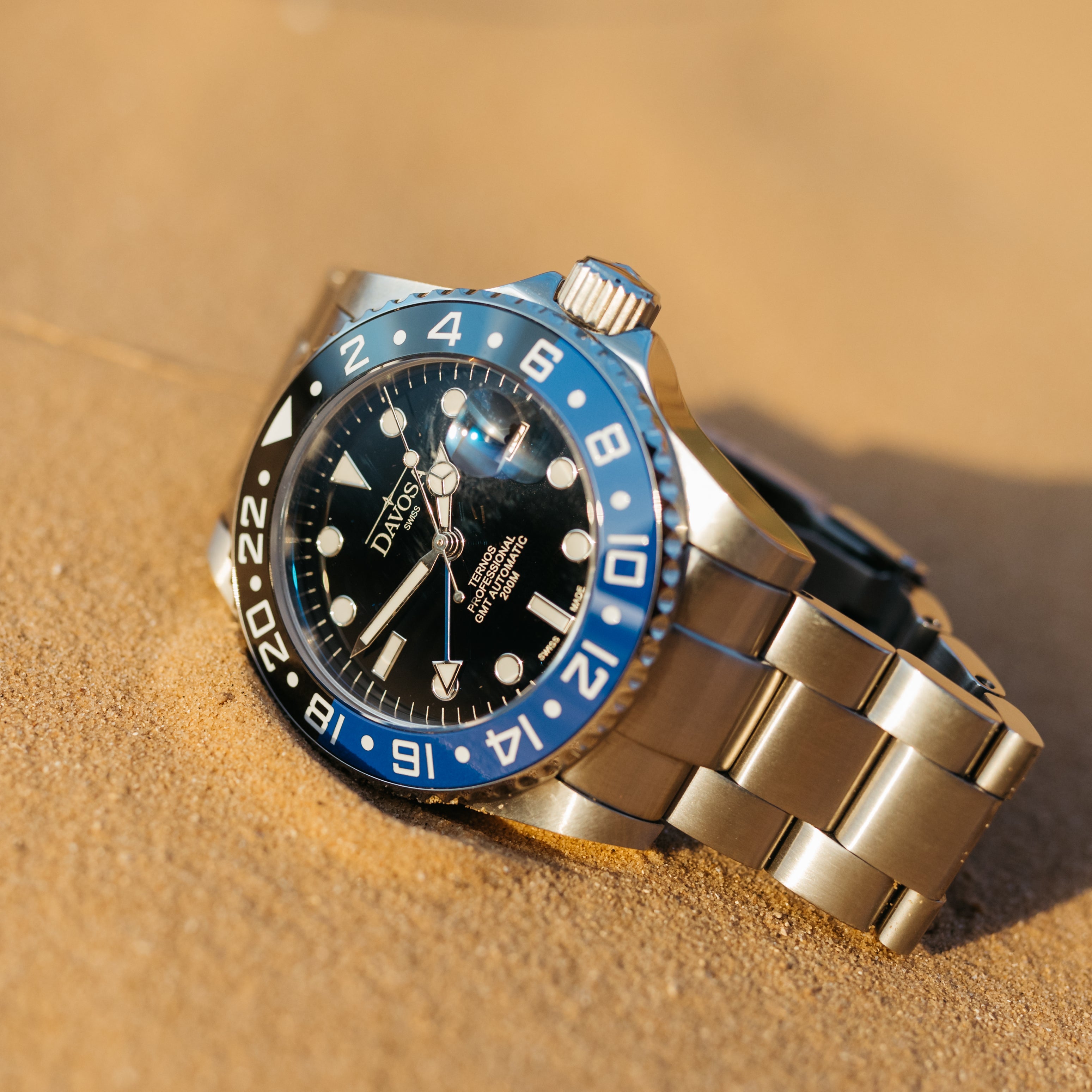 Ternos Professional Automatic 200m GMT Black Blue Diving Watch 16157145 GMT Davosa USA Official Distributor. Prices are Final. Tax & duties included.