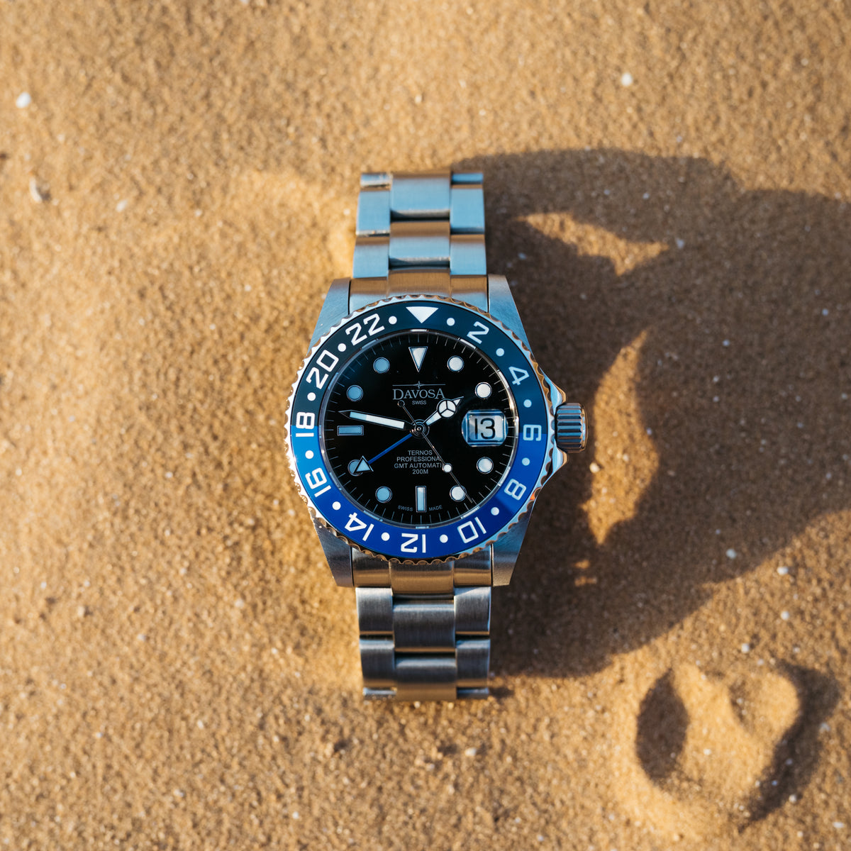 Ternos Professional Automatic 200m GMT Black Blue Diving Watch 16157145 GMT DAVOSA Swiss