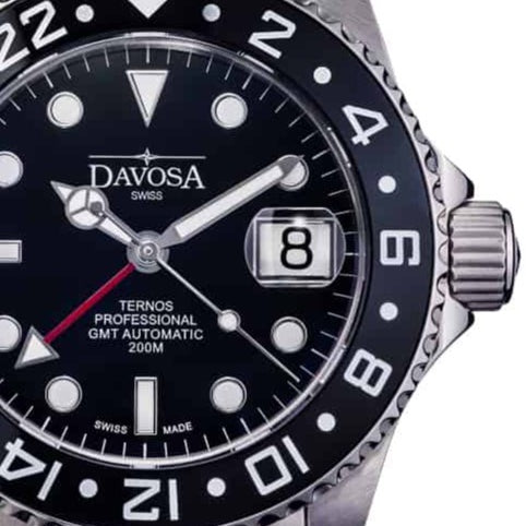 Ternos Professional Automatic 200m GMT Black Diving Watch 16157150 GMT Davosa USA Official Distributor. Prices are Final. Tax & duties included.