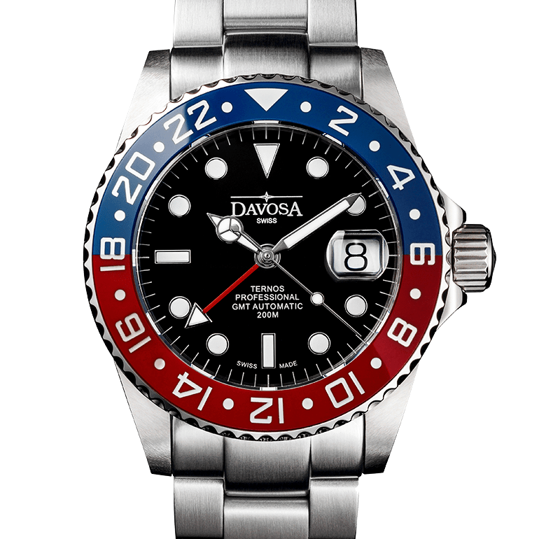 Ternos Professional Automatic 200m GMT Red Blue Diving Watch 16157160 GMT Davosa USA Official Distributor. Prices are Final. Tax & duties included.