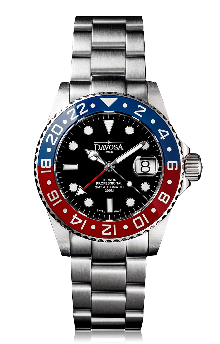 Ternos Professional Automatic 200m GMT Red Blue Diving Watch 16157160 GMT Davosa USA Official Distributor. Prices are Final. Tax & duties included.