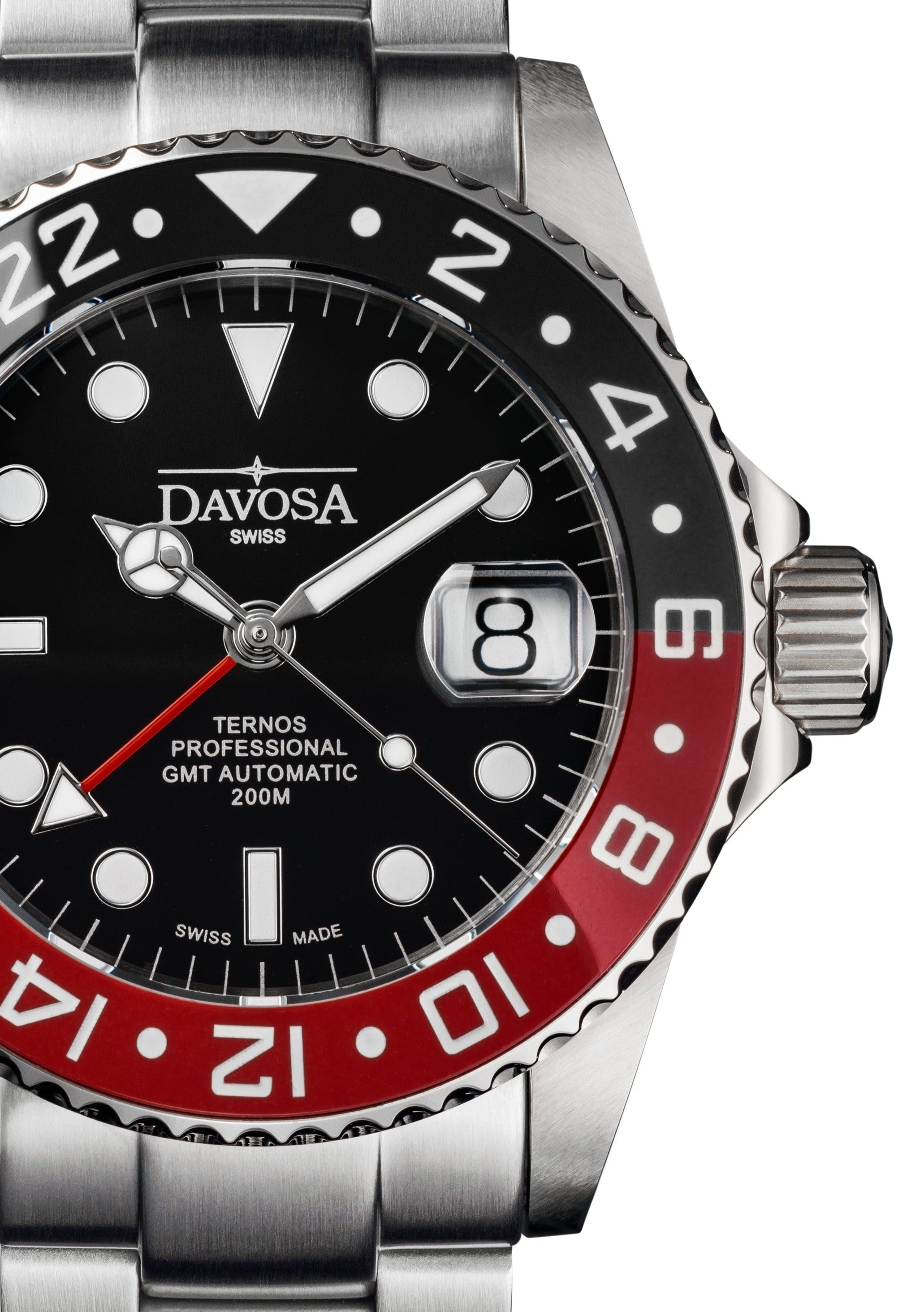 Ternos Professional Automatic 200m GMT Black Red Diving Watch 16157190 GMT Davosa USA Official Distributor. Prices are Final. Tax & duties included.
