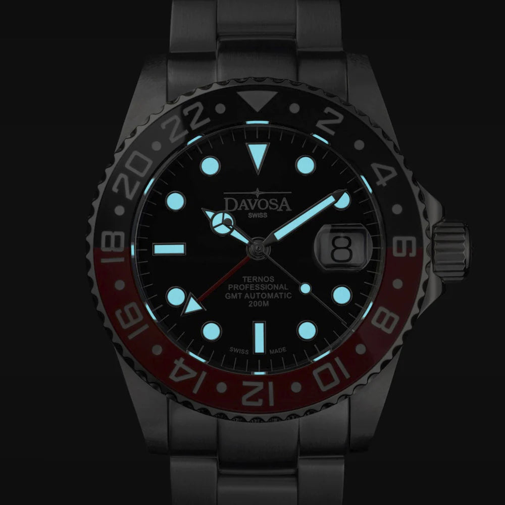 Ternos Professional Automatic 200m GMT Black Red Diving Watch 16157190 GMT Davosa USA Official Distributor. Prices are Final. Tax & duties included.