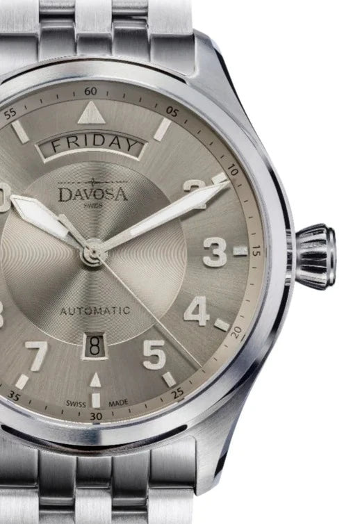 Newton Day-Date Automatic 44mm Grey Pilot Watch 16158510 Pilot Davosa USA Official Distributor. Prices are Final. Tax & duties included.