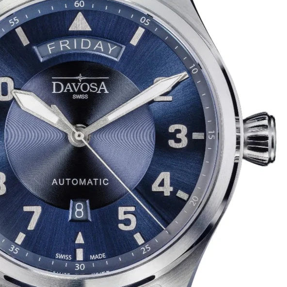 Newton Day-Date Automatic 44mm Blue Pilot Watch 16158540 Pilot Davosa USA Official Distributor. Prices are Final. Tax & duties included.
