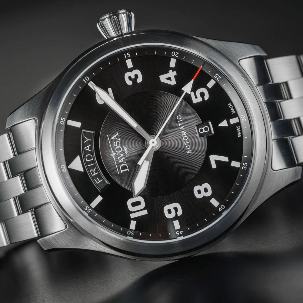 Newton Day-Date Automatic 44mm Black Pilot Watch 16158550 Pilot Davosa USA Official Distributor. Prices are Final. Tax & duties included.