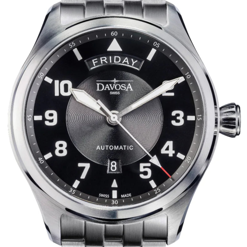 Newton Day-Date Automatic 44mm Grey Pilot Watch 16158510 Pilot Davosa USA Official Distributor. Prices are Final. Tax & duties included. 44mm Black PentaLink